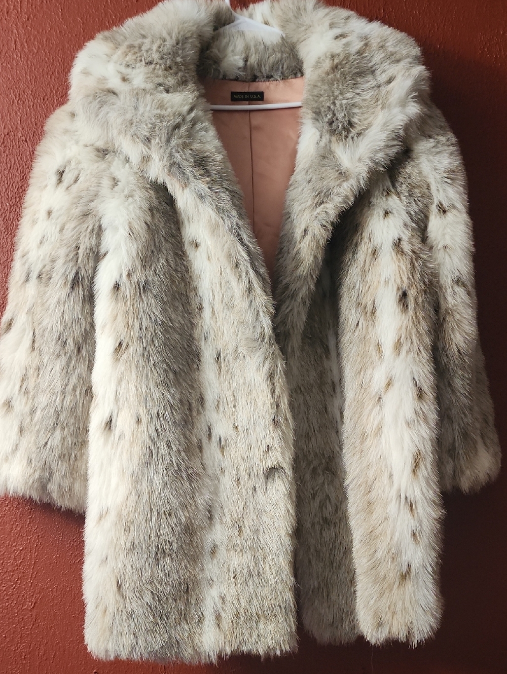 Vintage Snow Leopard Lynx Faux Fur Jacket